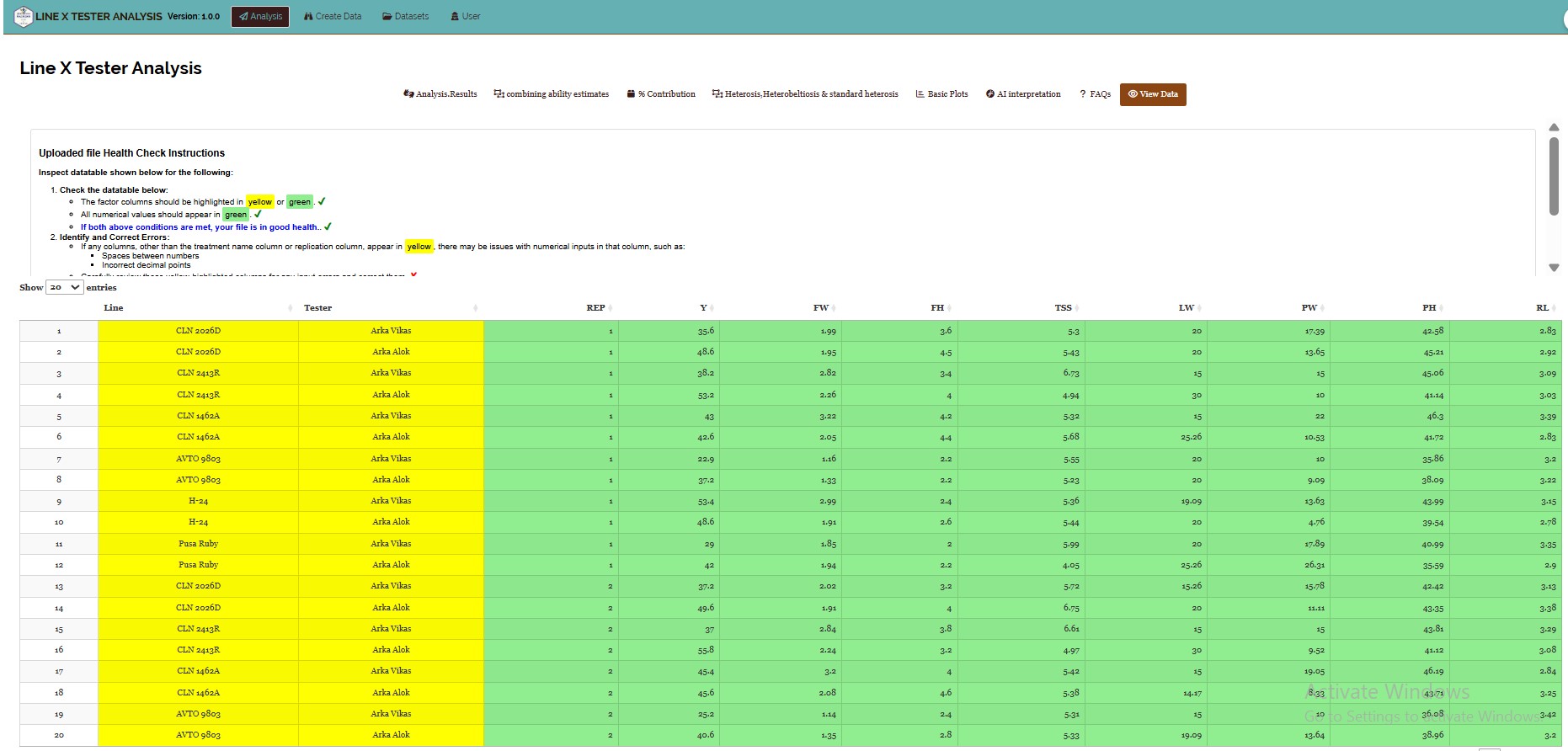 View data
